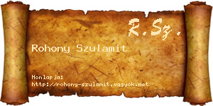 Rohony Szulamit névjegykártya